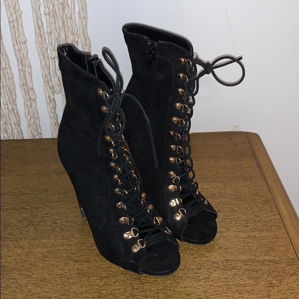 Lace up/zip booties